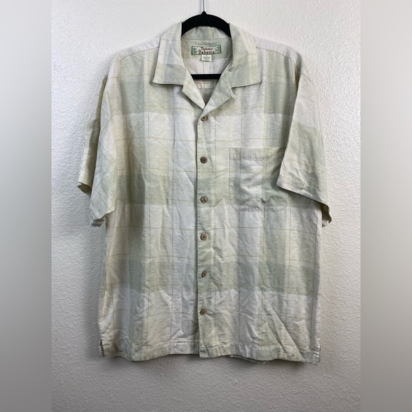 Tommy Bahama Silk Light Green‎ Short Sleeve Button Down Shirt Men’s Medium - Picture 10 of 10